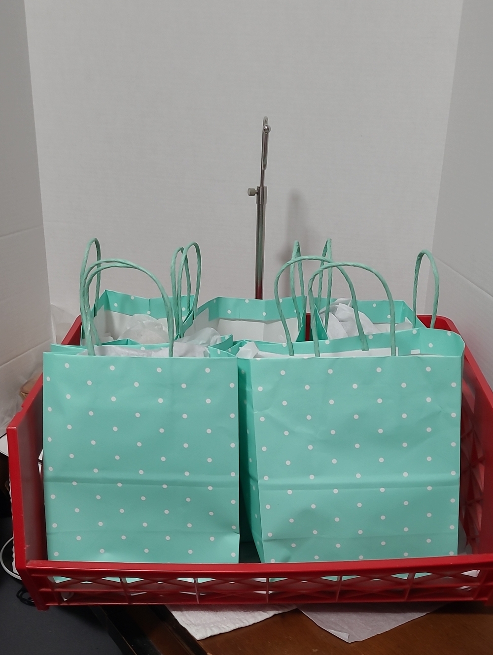 Mint Polka Dot Gift Bags